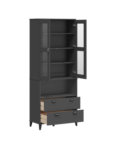 Credenza VIKEN Grigio Antracite 80x40x200cm Legno Massello Pino
