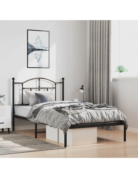 Giroletto con Testiera in Metallo Nero 100x190 cm