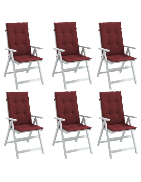 Cuscini Sedia Schiena Alta 2 Rosso Vino Mélange 120x50x4 cm