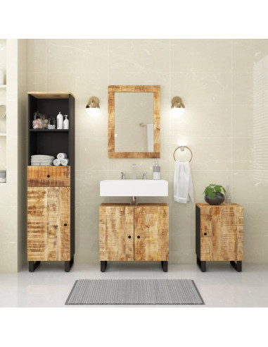 Set Mobili da Bagno 4 pz in Legno Massello di Mango