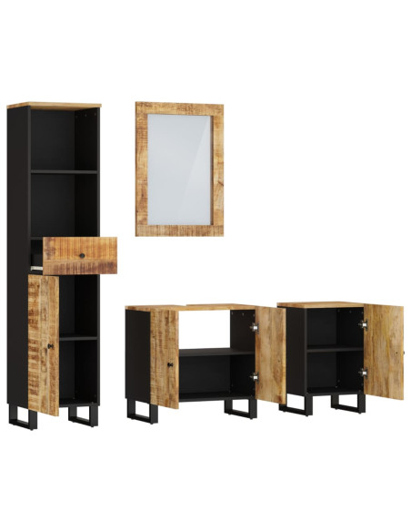 Set Mobili da Bagno 4 pz in Legno Massello di Mango