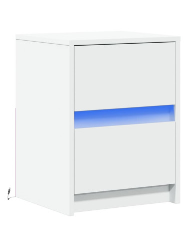 Comodino con Luci LED Bianco in Legno Multistrato