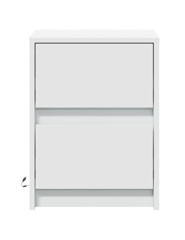 Comodino con Luci LED Bianco in Legno Multistrato