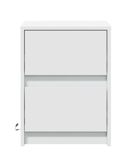 Comodino con Luci LED Bianco in Legno Multistrato