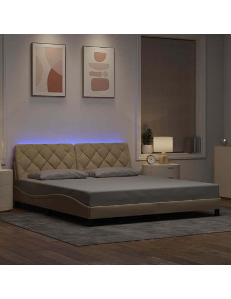 Giroletto con LED senza Materasso Crema 180x200 cm in Tessuto