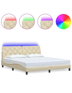 Giroletto con LED senza Materasso Crema 180x200 cm in Tessuto 2