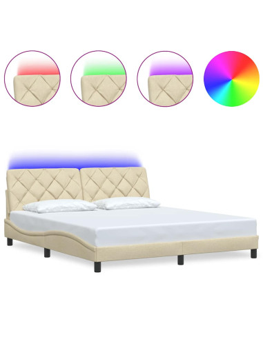 Giroletto con LED senza Materasso Crema 180x200 cm in Tessuto