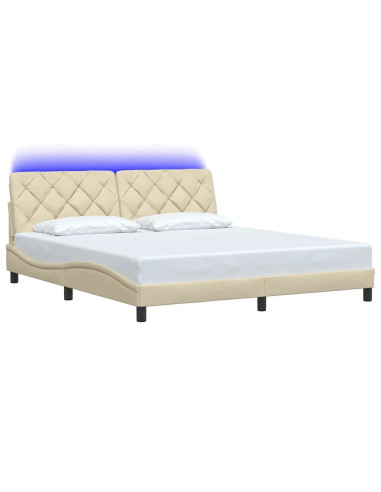 Giroletto con LED senza Materasso Crema 180x200 cm in Tessuto