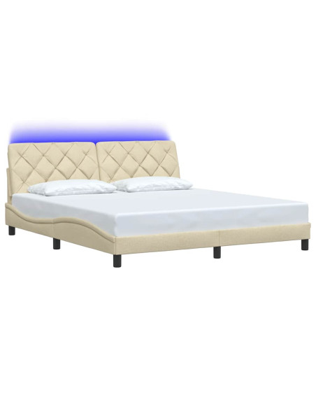 Giroletto con LED senza Materasso Crema 180x200 cm in Tessuto