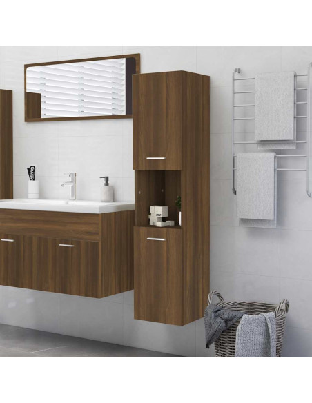 Mobile da Bagno Rovere Marrone 30x30x130cm in Legno Multistrato