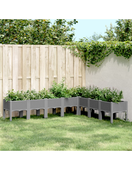 Fioriera da Giardino con Gambe Grigio Chiaro 200x160x42 cm PP