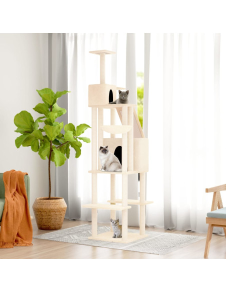 Albero per Gatti con Tiragraffi in Sisal Crema 201 cm