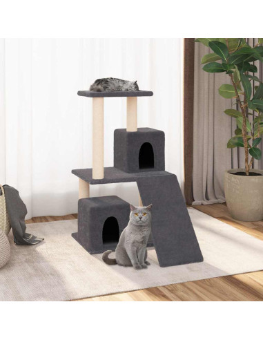 Albero per Gatti con Tiragraffi in Sisal Grigio Scuro 82 cm
