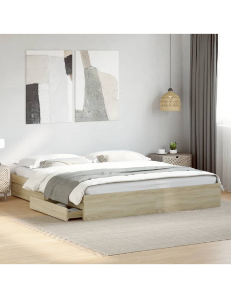 Giroletto Cassetti Rovere Sonoma 200x200 cm Legno Multistrato