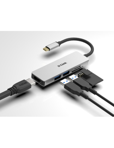 D-Link DUB-M530 replicatore di porte e docking station per laptop Cablato USB 3.2 Gen 1 (3.1 Gen 1) Type-C Alluminio