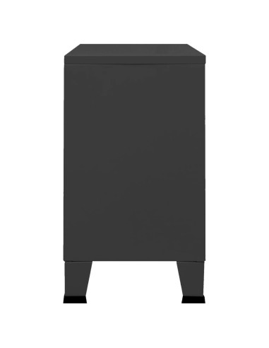 Credenza Nera Industriale 105x35x62 cm in Metallo e Vetro