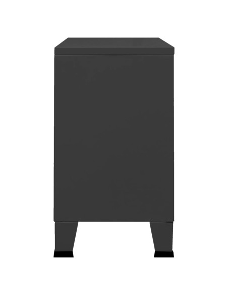 Credenza Nera Industriale 105x35x62 cm in Metallo e Vetro