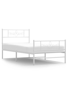 Giroletto con Testiera e Pediera Metallo Bianco 100x200 cm