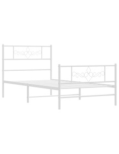 Giroletto con Testiera e Pediera Metallo Bianco 100x200 cm 2