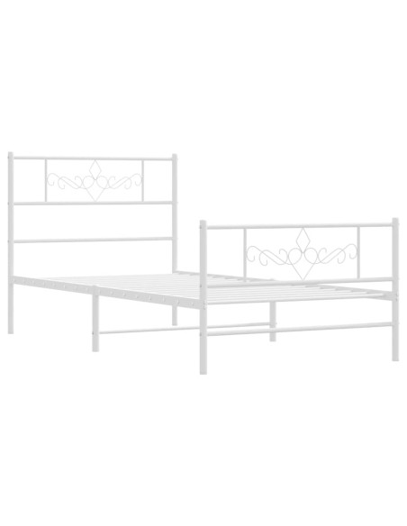 Giroletto con Testiera e Pediera Metallo Bianco 100x200 cm