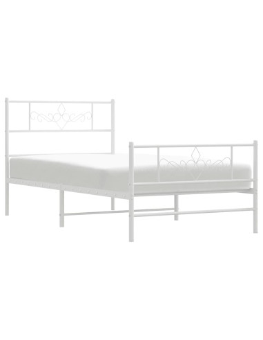 Giroletto con Testiera e Pediera Metallo Bianco 100x200 cm