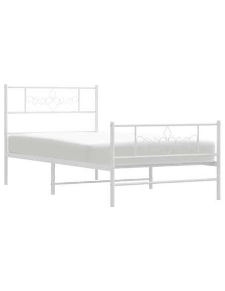 Giroletto con Testiera e Pediera Metallo Bianco 100x200 cm