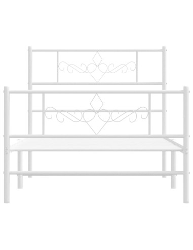Giroletto con Testiera e Pediera Metallo Bianco 100x200 cm