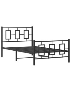Giroletto con Testiera e Pediera Metallo Nero 100x200 cm 2