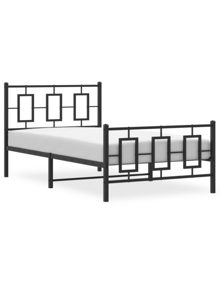 Giroletto con Testiera e Pediera Metallo Nero 100x200 cm