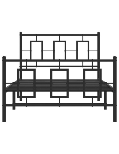 Giroletto con Testiera e Pediera Metallo Nero 100x200 cm