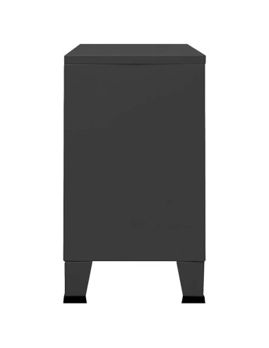 Credenza Antracite Industriale 105x35x62 cm in Metallo e Vetro