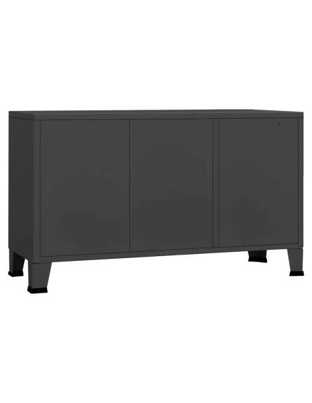 Credenza Antracite Industriale 105x35x62 cm in Metallo e Vetro