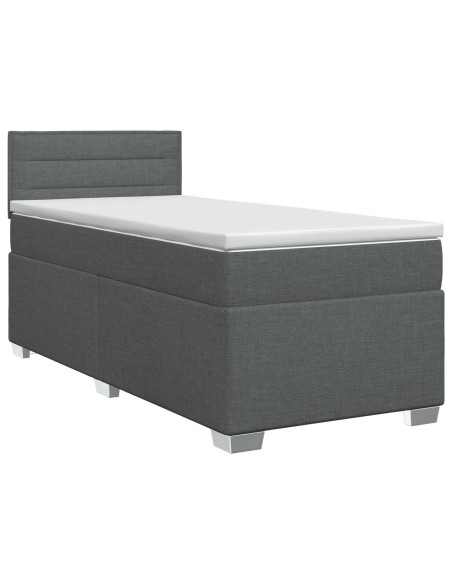 Letto box spring con materasso Grigio Scuro 80 x 200 cm Tessuto
