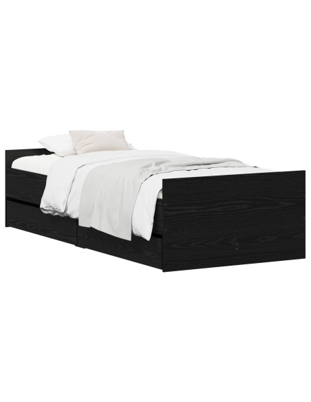 Struttura del letto Rovere Nero 90 x 200 cm