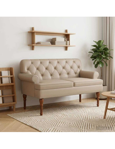 Loveseat con bottoni imbottiti Cappuccino 120 x 65 x 77 cm