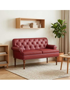 Loveseat con bottoni imbottiti Rosso Vino 120 x 65 x 77 cm