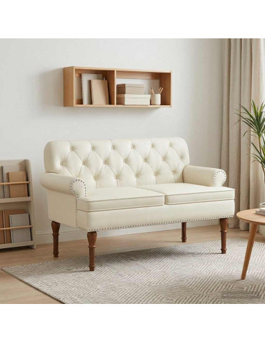 Loveseat con bottoni imbottiti Crema 120 x 65 x 77 cm