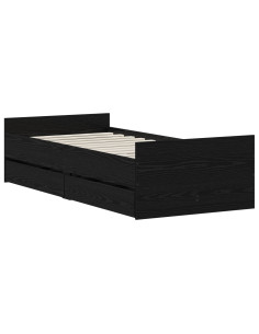 Struttura del letto Rovere Nero 90 x 200 cm 2