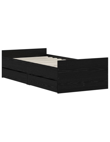 Struttura del letto Rovere Nero 90 x 200 cm