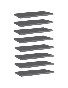 Ripiani per Libreria 8pz Grigio Lucido 40x20x1,5cm Multistrato