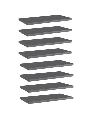 Ripiani per Libreria 8pz Grigio Lucido 40x20x1,5cm Multistrato