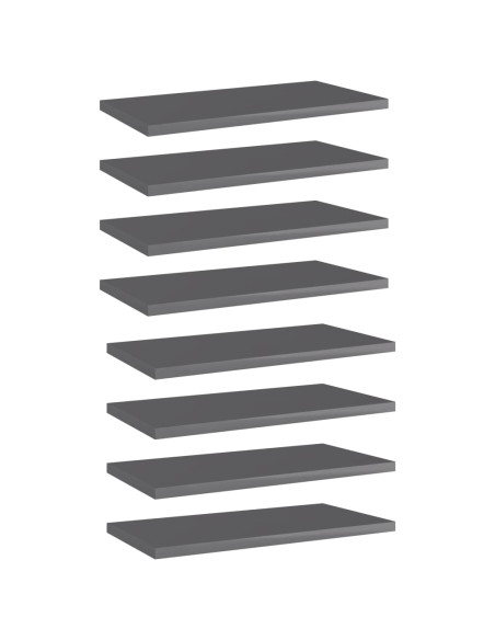 Ripiani per Libreria 8pz Grigio Lucido 40x20x1,5cm Multistrato