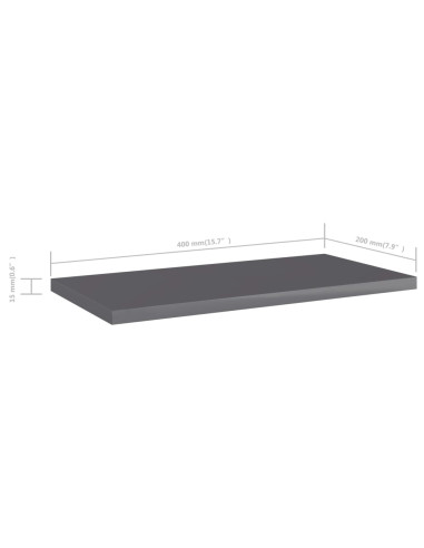 Ripiani per Libreria 8pz Grigio Lucido 40x20x1,5cm Multistrato