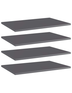 Ripiani per Libreria 4pz Grigio Lucido 60x40x1,5cm Multistrato