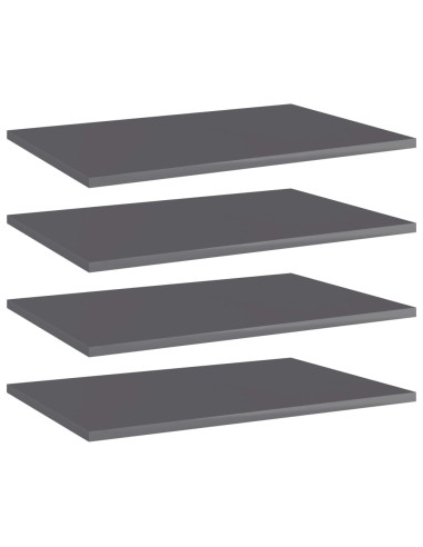 Ripiani per Libreria 4pz Grigio Lucido 60x40x1,5cm Multistrato