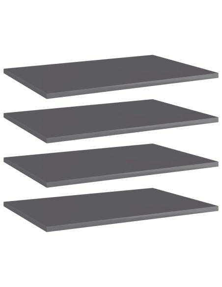 Ripiani per Libreria 4pz Grigio Lucido 60x40x1,5cm Multistrato
