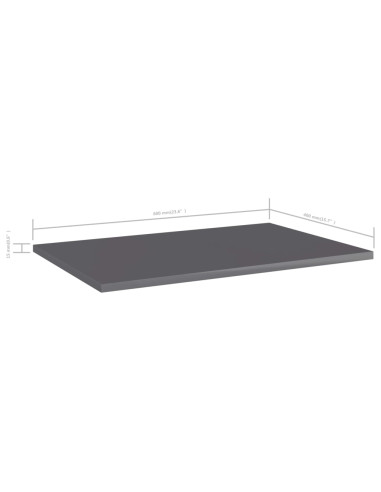 Ripiani per Libreria 4pz Grigio Lucido 60x40x1,5cm Multistrato