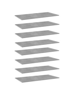 Ripiani per Libreria 8pz Grigio Cemento 80x30x1,5cm Multistrato