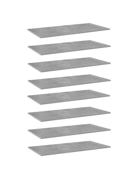 Ripiani per Libreria 8pz Grigio Cemento 80x30x1,5cm Multistrato
