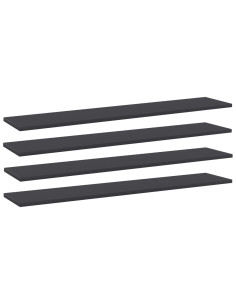 Ripiani per Libreria 4pz Grigi 100x20x1,5cm Legno Multistrato